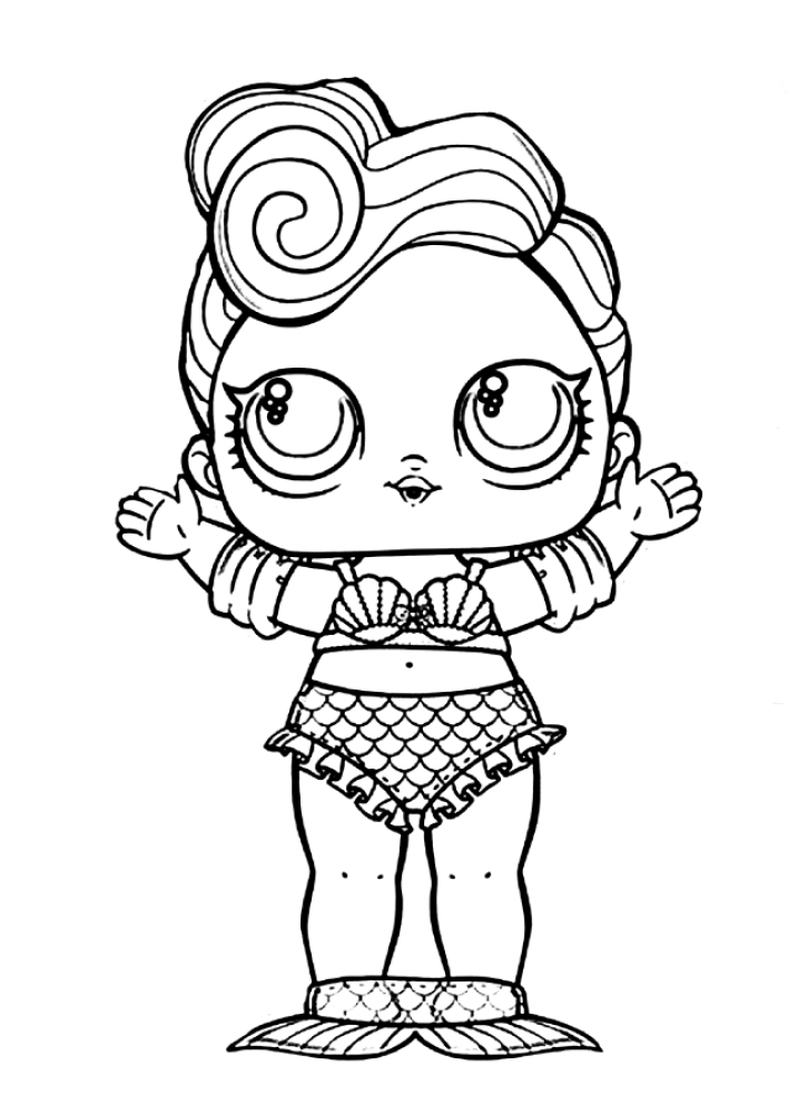 Coloring page The doll raises her hands Print